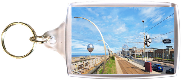 Large Blackpool Keyring showing South Shore with the Pleasure Beach Big One in the distance.