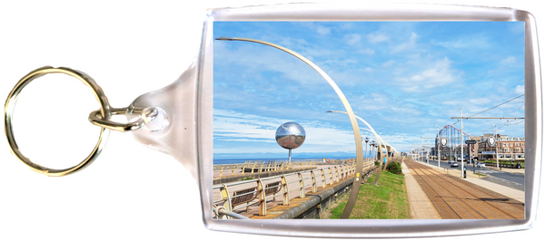 Large Blackpool Keyring showing South Shore with the Pleasure Beach Big One in the distance.