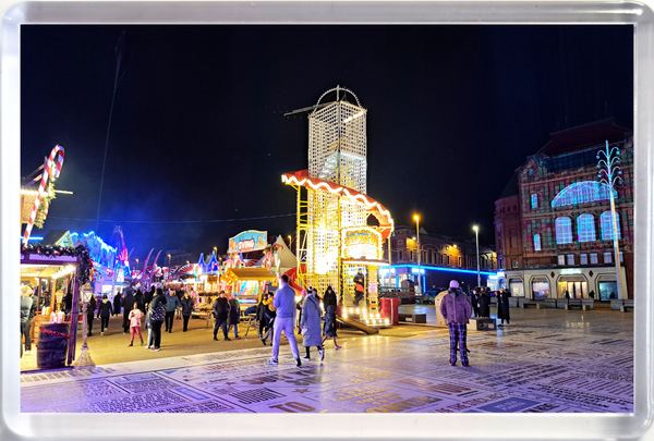 Large Blackpool fridge magnet showing Blackpool Christmas Market.