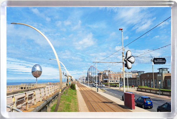 Large Blackpool fridge magnet showing South Shore with the Pleasure Beach Big One in the distance.