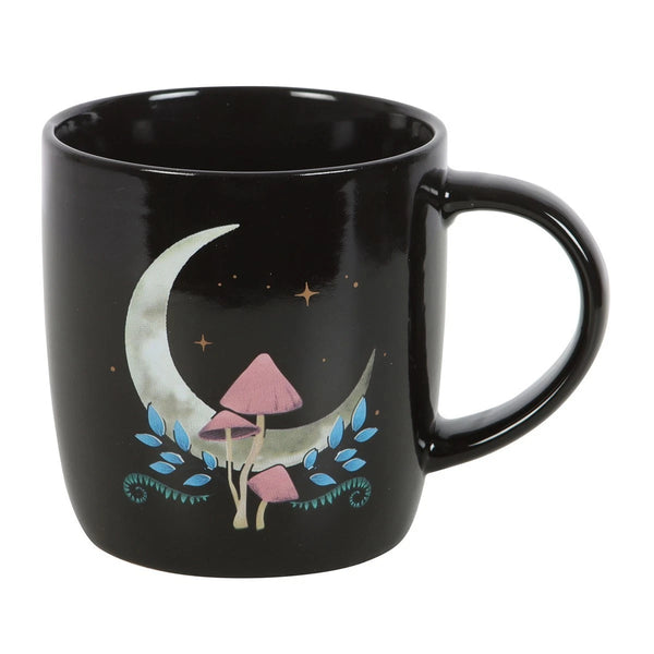 Mystical Moon &amp; Mushroom Mug

* Black Mug.
* Presentation Box
* Size: 9.4cm x 8.9cm (Not including handle)
* Made by Something Different under the Jones Home &amp; Gift brand


Start your day with a sip of serenity from this rounded mug featuring a mystical moon and mushroom print. Great for hot drinks on dreamy mornings or quiet evenings under the moonlight. 500ml capacity. Microwave safe. Dishwasher safe.

It is perfect for tea, coffee, or other liquids.

The mug includes a presentation box, making it