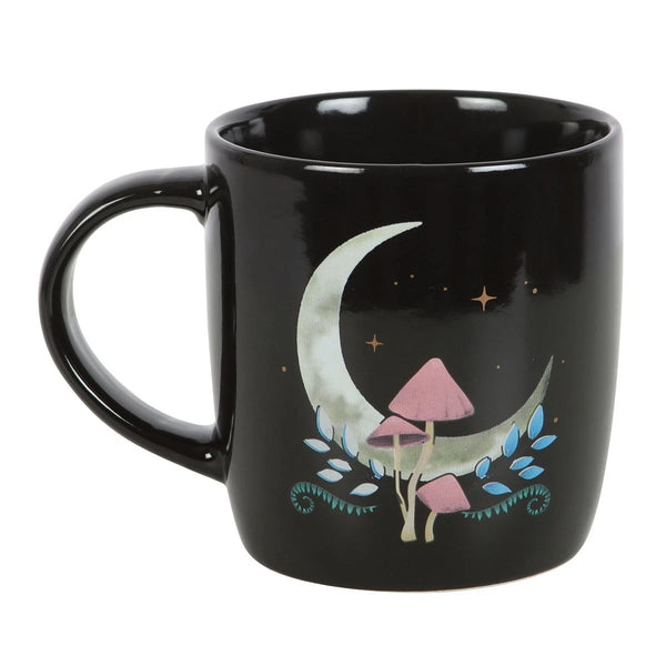 Mystical Moon &amp; Mushroom Mug

* Black Mug.
* Presentation Box
* Size: 9.4cm x 8.9cm (Not including handle)
* Made by Something Different under the Jones Home &amp; Gift brand


Start your day with a sip of serenity from this rounded mug featuring a mystical moon and mushroom print. Great for hot drinks on dreamy mornings or quiet evenings under the moonlight. 500ml capacity. Microwave safe. Dishwasher safe.

It is perfect for tea, coffee, or other liquids.

The mug includes a presentation box, making it