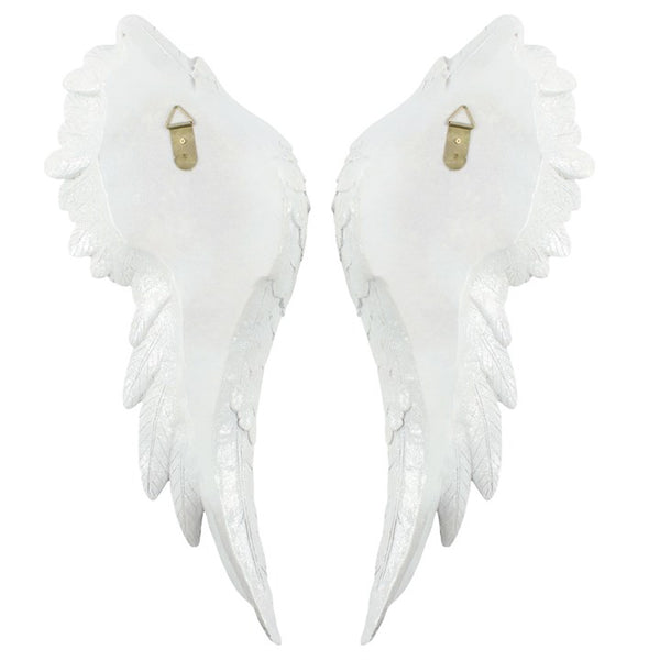 Pair Hanging Angel Wings Decoration White Glitter Wall Decoration Ornament Art Decor Mothers Day Valentines Romantic Christmas Gift