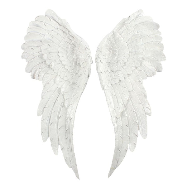 Pair Hanging Angel Wings Decoration White Glitter Wall Decoration Ornament Art Decor Mothers Day Valentines Romantic Christmas Gift