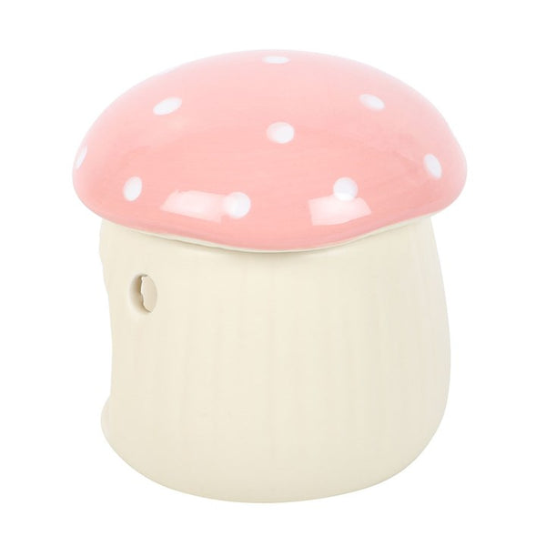 Pink Mushroom Oil Burner Tealight Candle Melt Mothers Day Christmas Valentines Gift Ormanent Ceramic