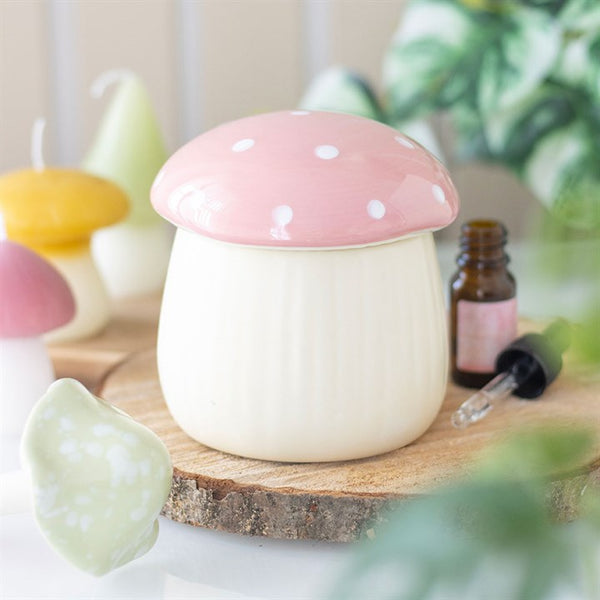 Pink Mushroom Oil Burner Tealight Candle Melt Mothers Day Christmas Valentines Gift Ormanent Ceramic