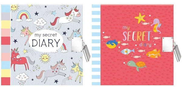 My Secret Diary


Choose from 2 Designs
Unicorns
Sea Life
Size: 14.7cm x 14.7cm x 1.4cm
Made by IG Design Group Ltd
Padlock &amp; 2 Keys
Sections
About Me
My Family
My Favourite Things
Clubs
Holidays
Things to Remember
My Notes
Over 150 Pages split between Date &amp; My Notes
An ideal gift for your children to help them record their daily lives