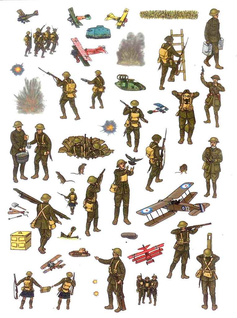 WW1 Trench Warfare Battle Scene Rub Down Transfer Pack Educational Kid ...