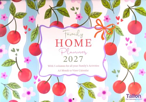 2027 A3 Month to VIew Family Planner Organiser Calendar 5 Columns Home