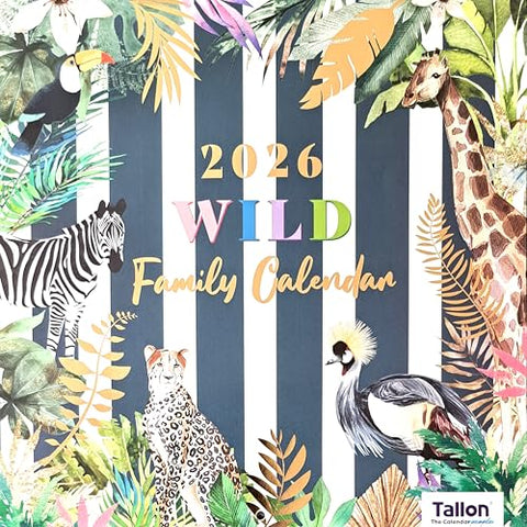 2026 Family Organiser Wild Animals Square Wall Calendar 16 Months Art Jungle Column Home Kitchen Christmas Birthday New Year