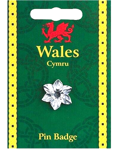 Daffodil Badge Pin Silver Pewter Welsh Wales Souvenir Bag Charm Lapel Cymru