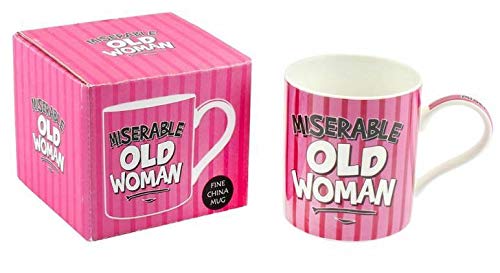 Pink "Miserable Old Woman" Novelty Fine China Mug with Matching Presentation Box Wife Girlfriend Mum Grandmother Wedding Engagement Birthday