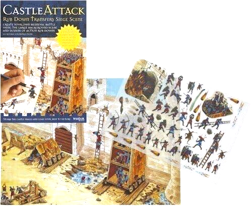 Castle Attack Siege Scene Rub Down Transfer Pack Medieval Educational Kid School