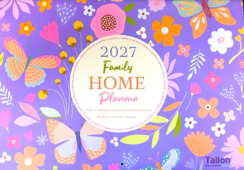 2027 A3 Month to VIew Family Planner Organiser Calendar 5 Columns Home