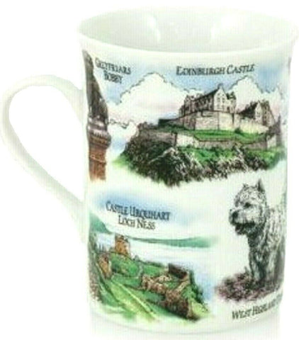 Scottish Mug Scotland Cup Edinburgh Castle Lochness Scenes Landmarks Piper