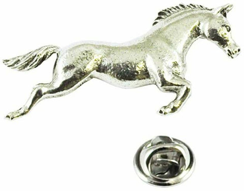 Horse Silver Pewter Badge Pin