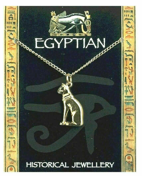 Egyptian Cat Necklace Chain Pendant Gift Charm Bastet Bast Egypt Gold Plated