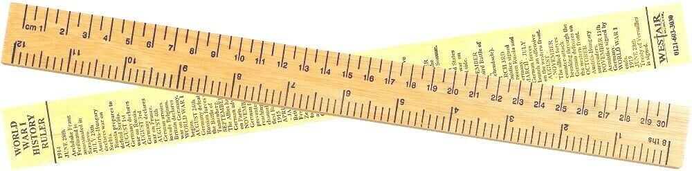 WW1 Timeline History Ruler Wood Double Sided Wooden Kids School Educational