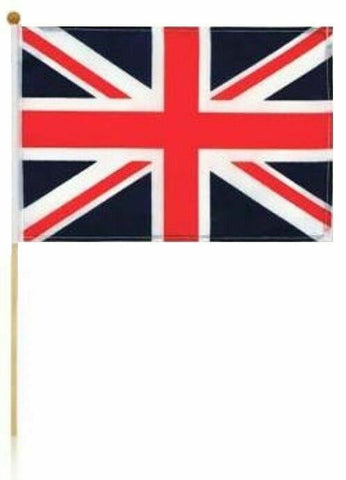 6x Union Jack Hand Waving Flag on a Stick 