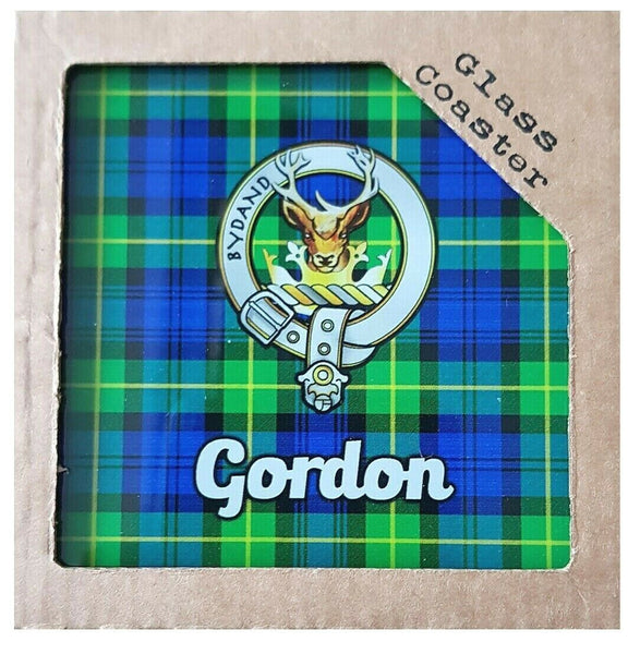Gordon Glass Tartan Coaster in Gift Box