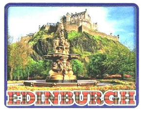Scottish Souvenir Fridge Magnet Edinburgh Castle Scotland Gift Scene Wood Royal