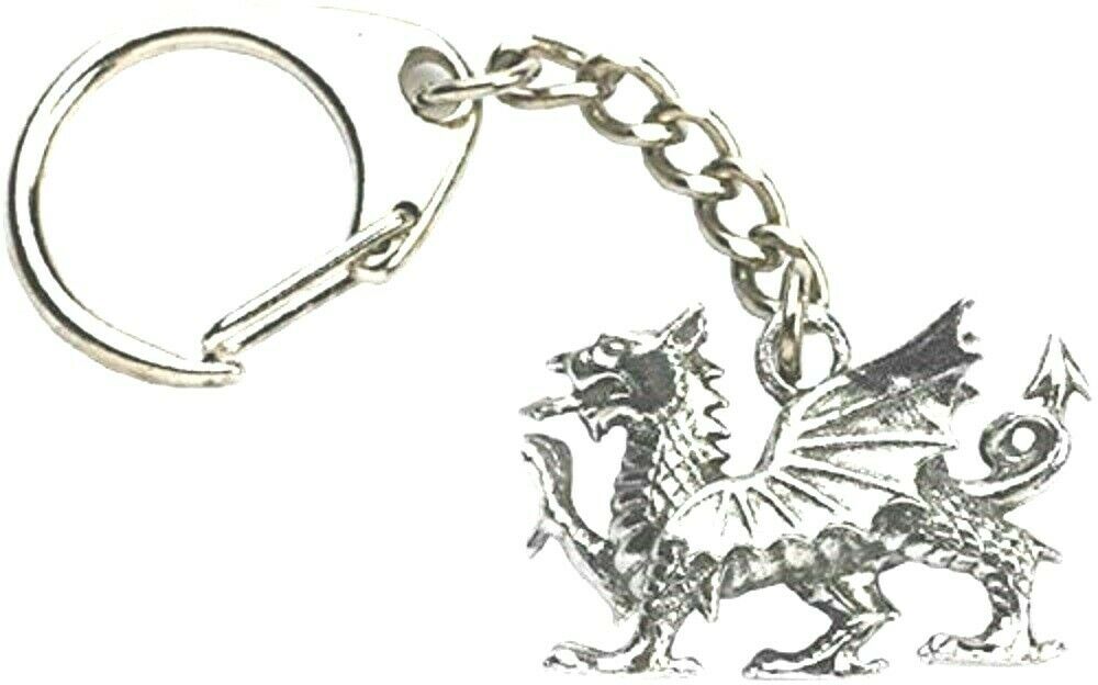 Silver Pewter Welsh Dragon Keyring