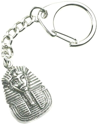 Egyptian Tutankhamun Death Mask Silver Pewter Keyring