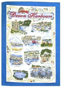 Devon Fishing Harbours Tea Towel