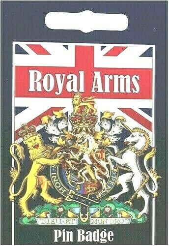 Royal Coat Arms Badge Pin Unicorn on display card