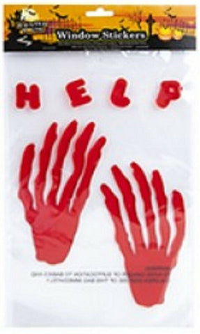 Halloween Party Help Red Blood Hands Gel Glass Window Mirror Sticker Decorations