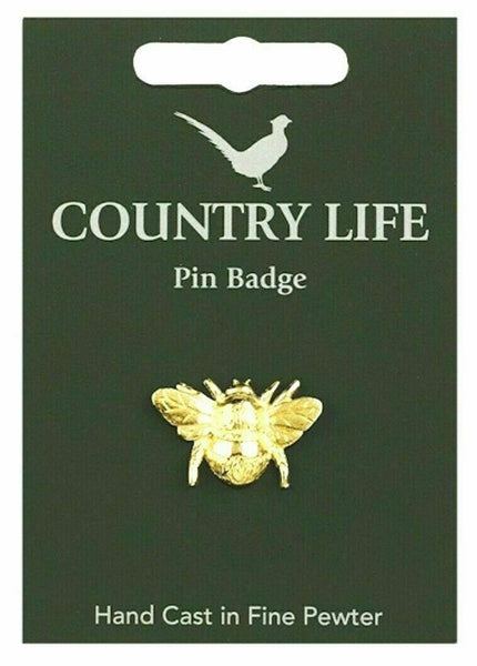 Bee Badge Pin Gold Plated on Display Card