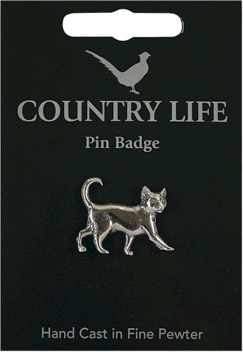 Cat Badge Silver Lapel Pin Brooch Jewellery Gift Pet Kitten Silver Pewter