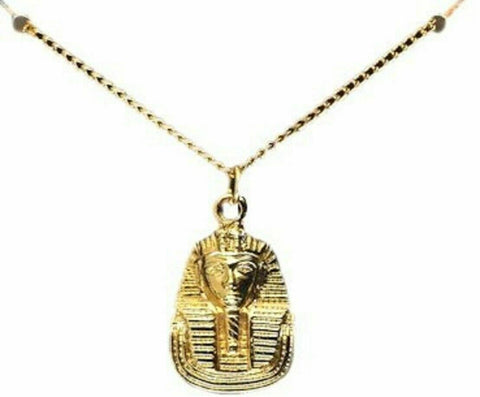 Egyptian Tutankhamun Death Mask Pendant Necklace Gold Plated