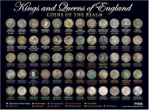Kings & Queens of England A3 Poster Timeline Coins History Education Wall Chart
