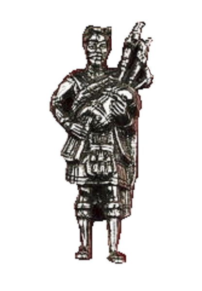 Scottish Highland Piper Pin Badge  Pewter Silver Colour Handmade in the UK by Westair Reproductions Ltd Size: 4.2cm x 1.5cm Butterfly Clasp  A beautiful pewter badge of a traditional Scottish Highland Piper.  Makes an ideal gift for friends and family.