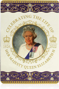 Queen Elizabeth II Commemorative Fridge Magnet  Commemorative Gift Foil Stamped Size: 8.3cm x 5.8cm  Celebrate the Life of Queen Elizabeth II with this commemorative fridge magnet.  Ideal gift for friends and family