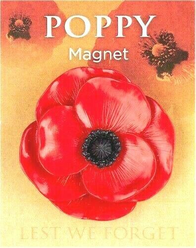 Red Poppy Resin Fridge Magnet with Backing Card