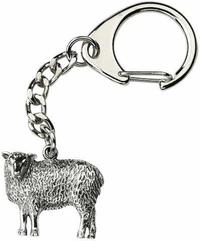 Welsh Sheep Keyring Pewter Souvenir Gift Keychain Fob Bag Purse UK Handmade